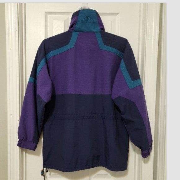 Vtg 90s HELLY HANSEN Windbreaker Mock Neck Zip Snap Jacket - Picture 4 of 14